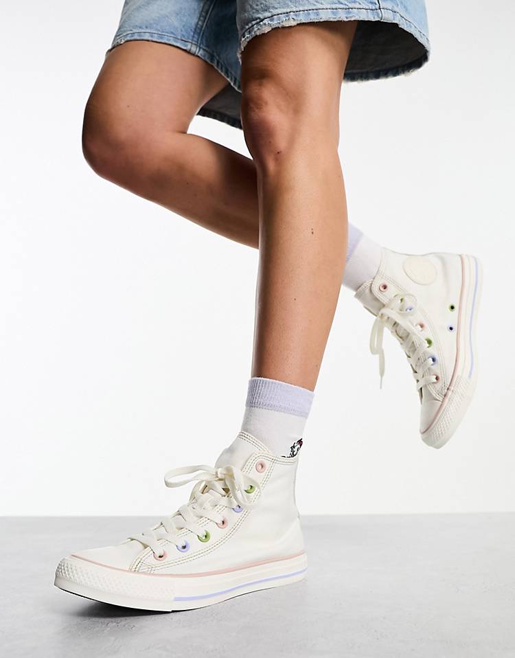 Converse Chuck Taylor All Star Hi Mixed Material sneakers in white